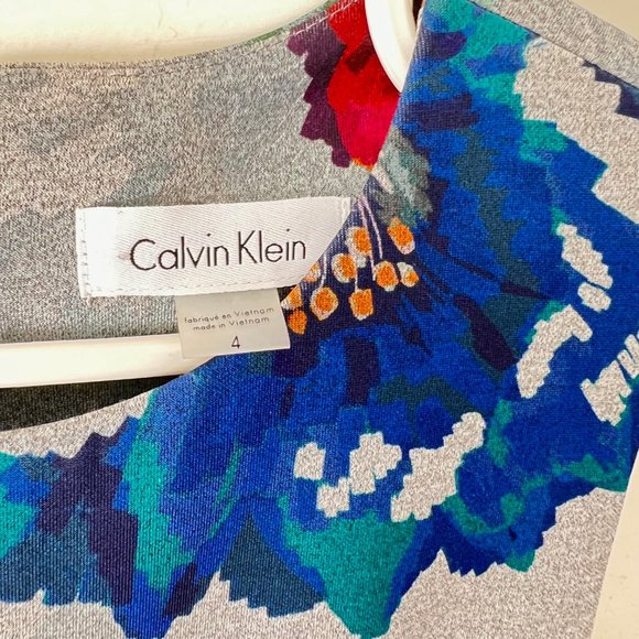 New! CALVIN KLEIN Brocade Floral Fit & Flare Grey Dress, Size 4 - Picture 11 of 14